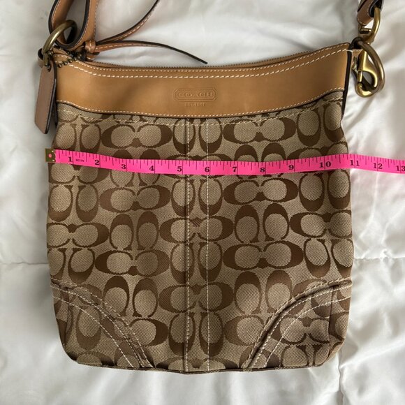 Vintage Coach Signature Duffle Bag 10403 Khaki Signature Logo Brown Leather Trim - Picture 8 of 15